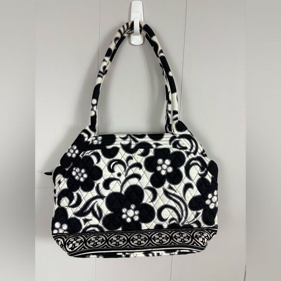 Vera Bradley Night & Day Floral Black & White Quilted Bag Purse with ID Holder - Picture 2 of 12